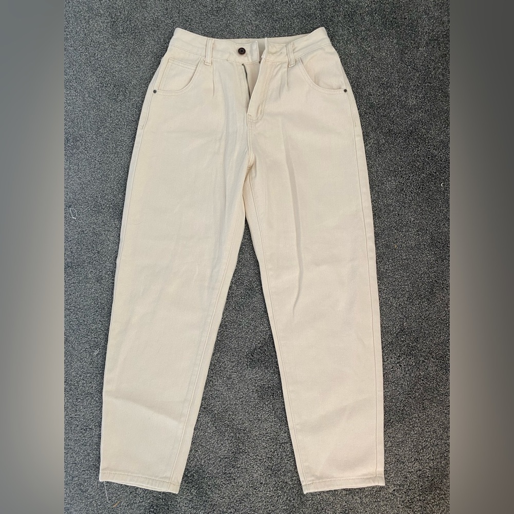 Tan pants made of Jean-like material!